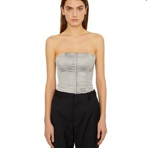 Danielle Guizio Satin Corset Top - Gray